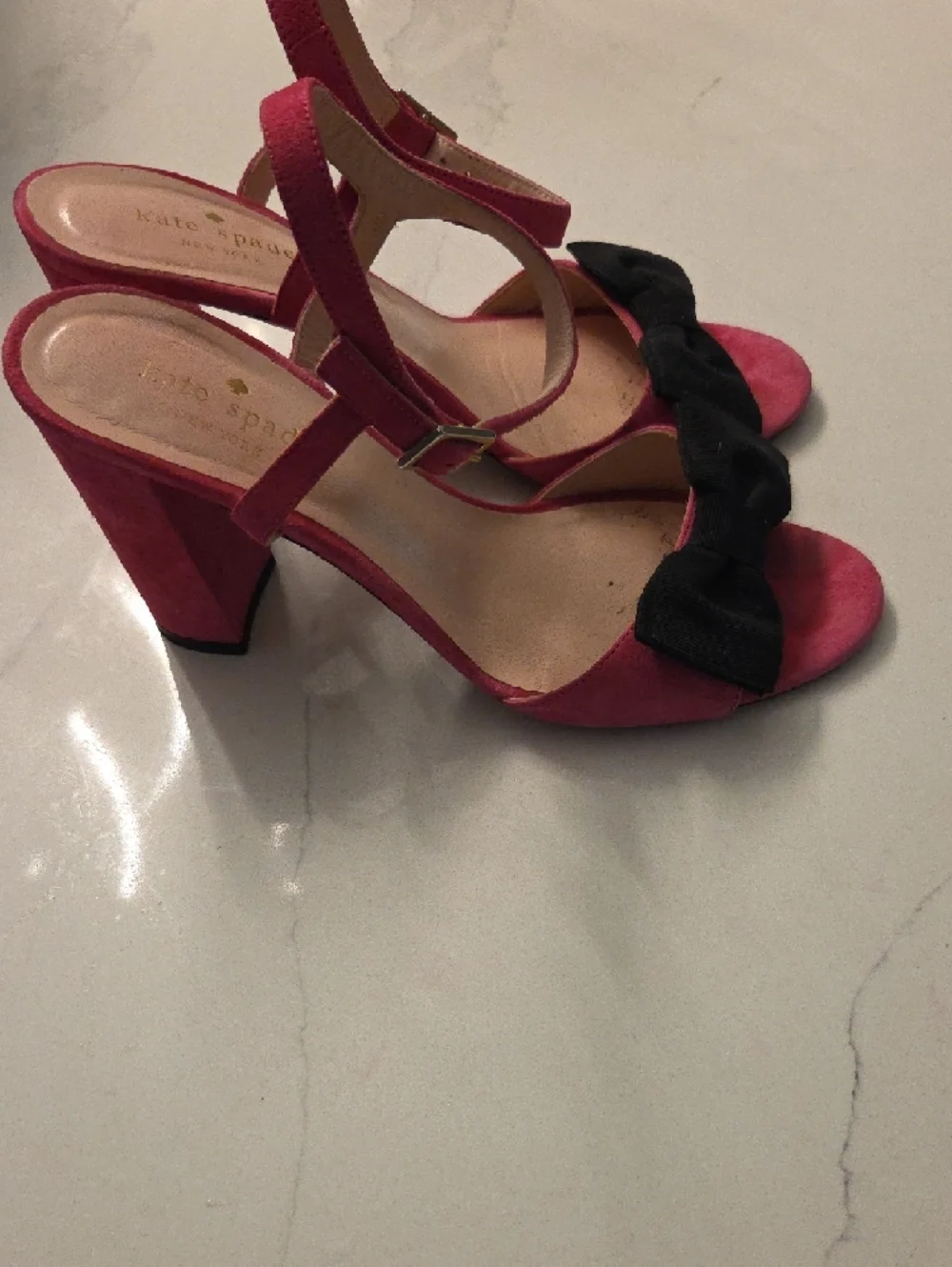 Kate‎ Spade Pink Slingback Heels with Black Bows